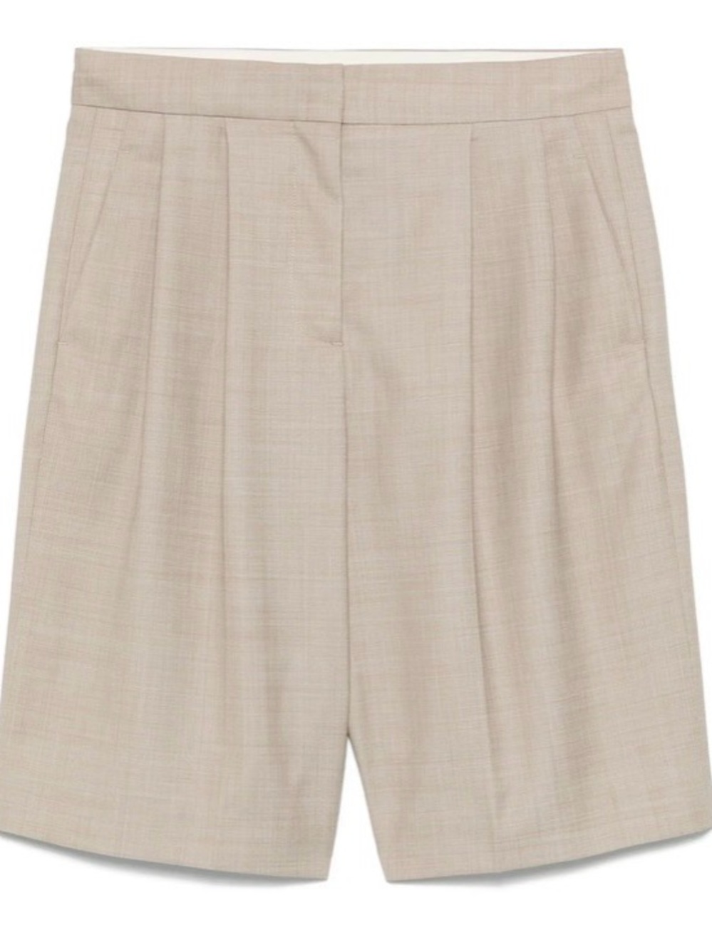 Classic Pleated Women's Shorts in Beige